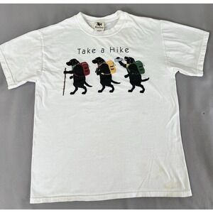 Vintage Harley T‎ Shirt White Dogs Hike Sz Medium Single Stitch Y2K
